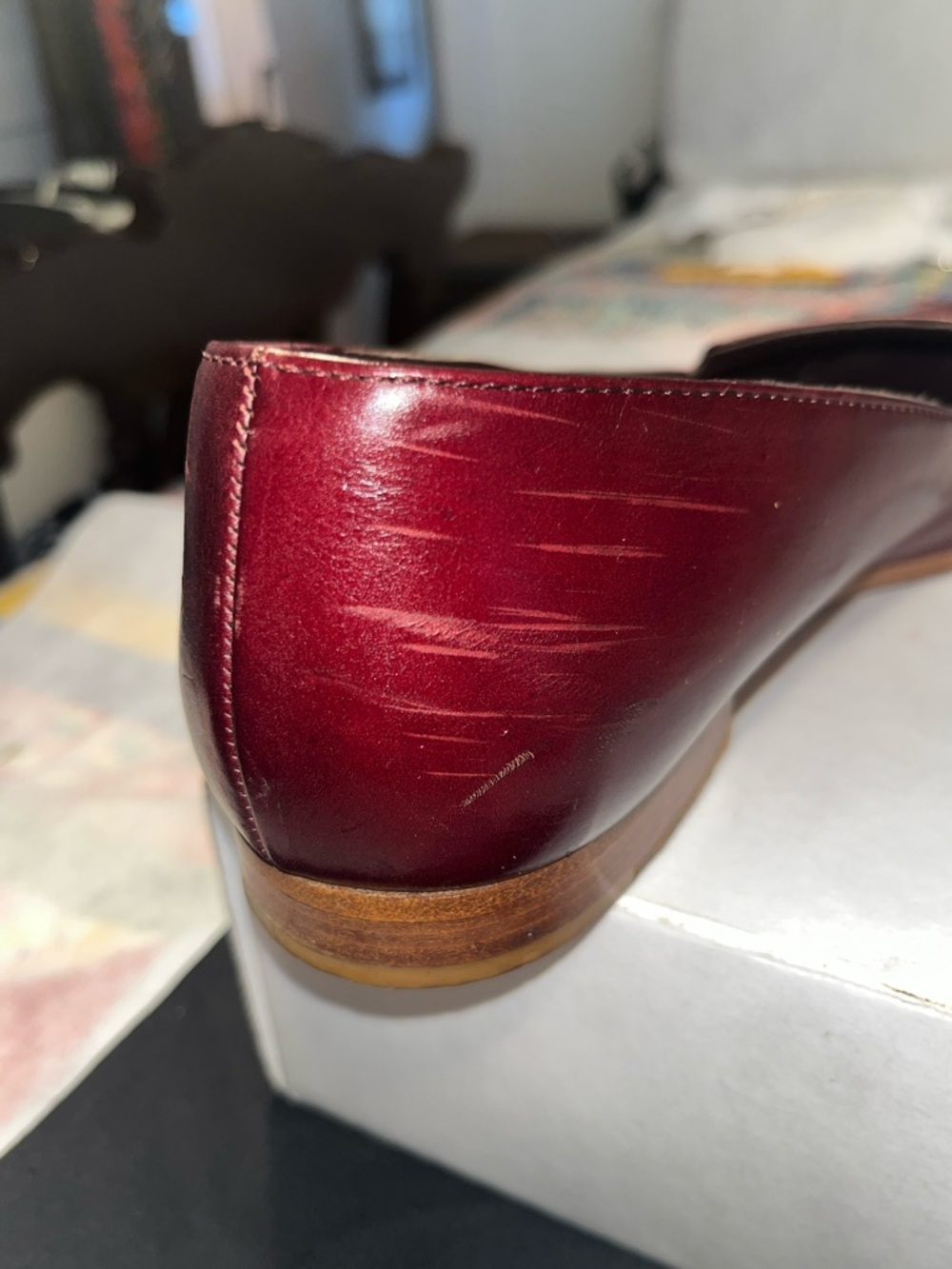 CHANEL Women's Deep Red Burgundy Leather Loafers 38.5 - Picture 8 of 13